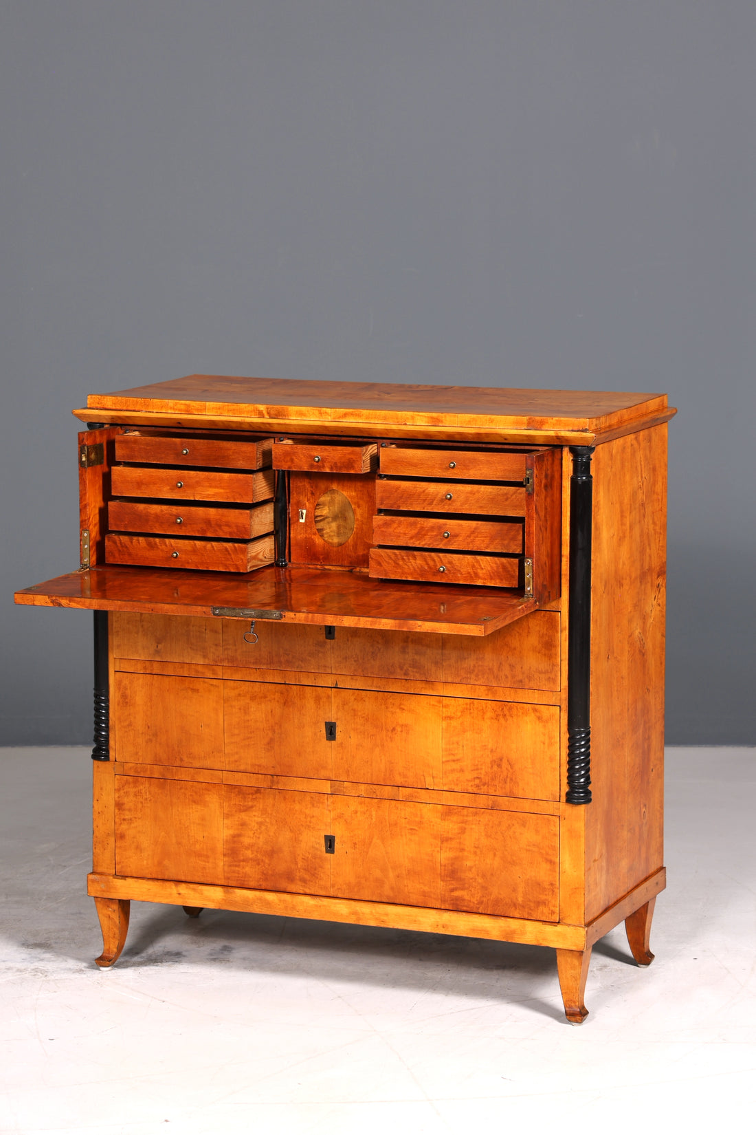 Wunderschöner Original Biedermeier Sekretär um 1860 Kommode Antik Bürokommode Englisch Säulen