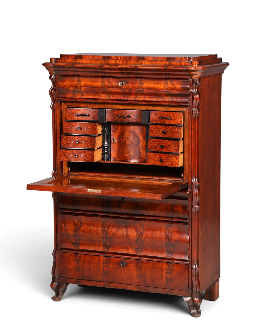 Wunderschöner Louis Philippe Sekretär Vertiko Highboard Schreibsekretär Biedermeier Massivholz um 1880