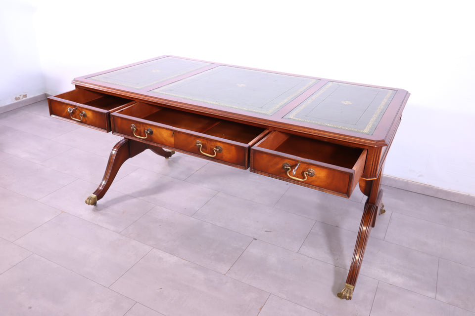 Seltener Englischer Schreibtisch Englisch Desk Leder Auflage Antik