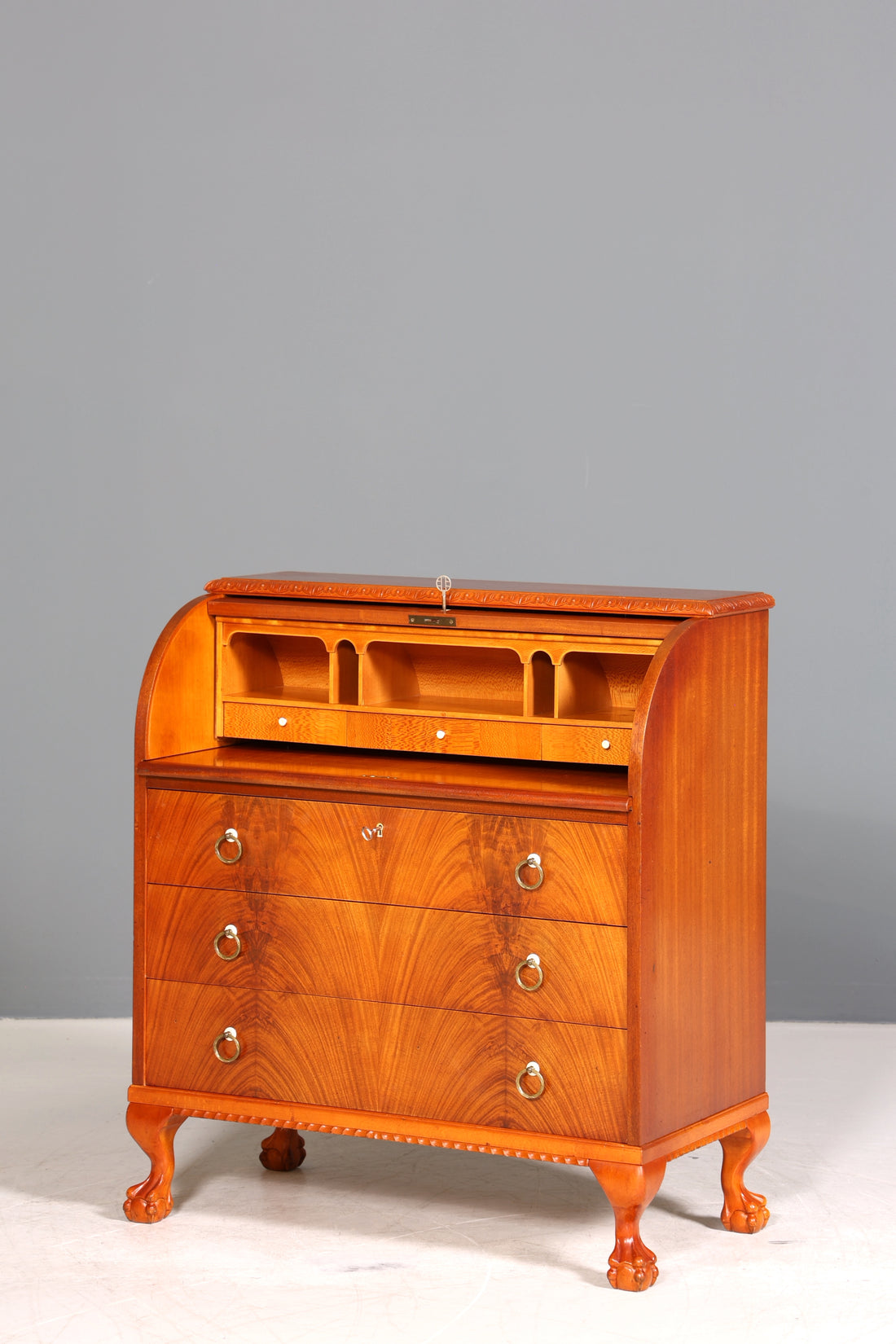 Wunderschöner Rollladen Sekretär um 1930 Büro Kommode echt Holz Barock Stil Schreibtisch Bürokommode