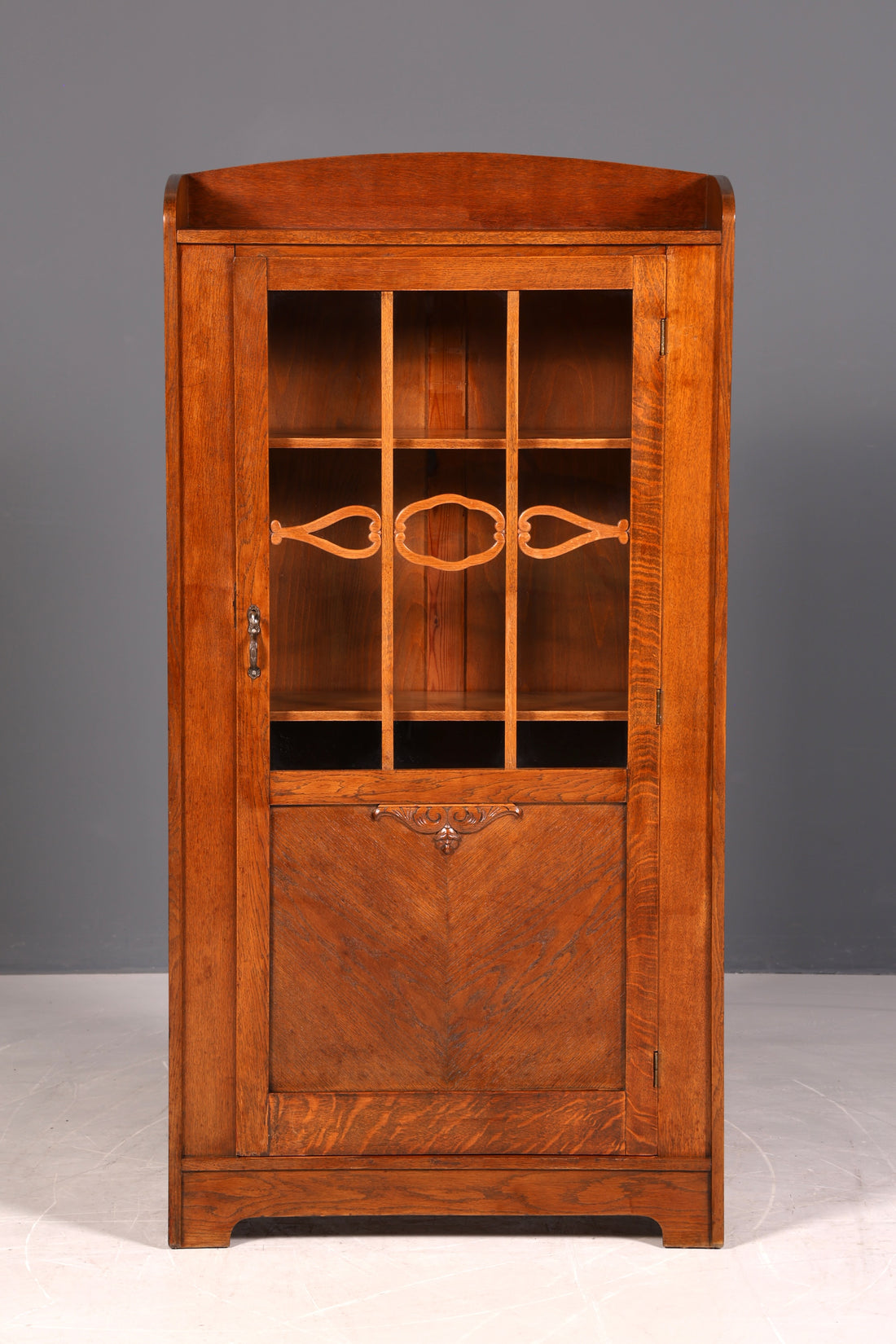 Stilvolle Jugendstil Vitrine Antike Holz Bücherschrank Eiche Antik Schrank Geschirrschrank