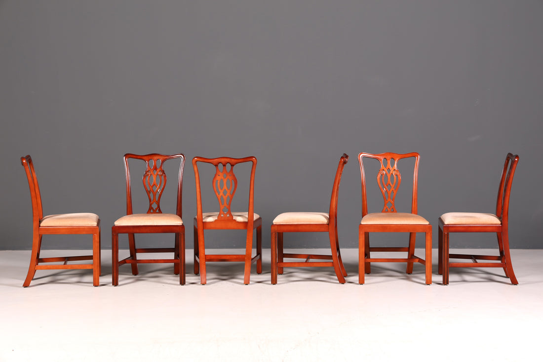 G341 Finish cm 6x Edle Englische Stühle Englisch Dining Chairs Antik 60er Jahre Regency Küchenstühle Stuhlset (Kopie 2)