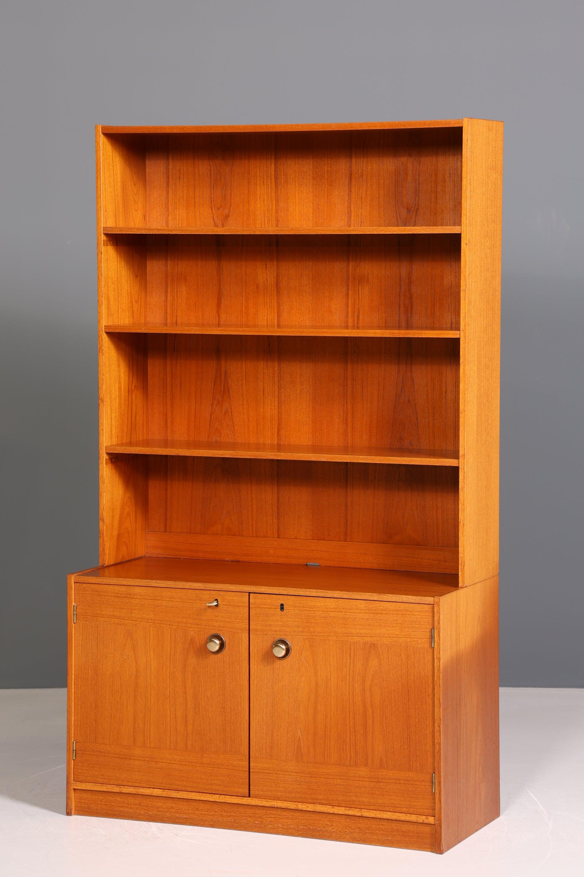 Stilvolles Mid Century Regal Danish Design Bücherregal Teak Holz Schrank Kommode 60er Jahre Bookshelf
