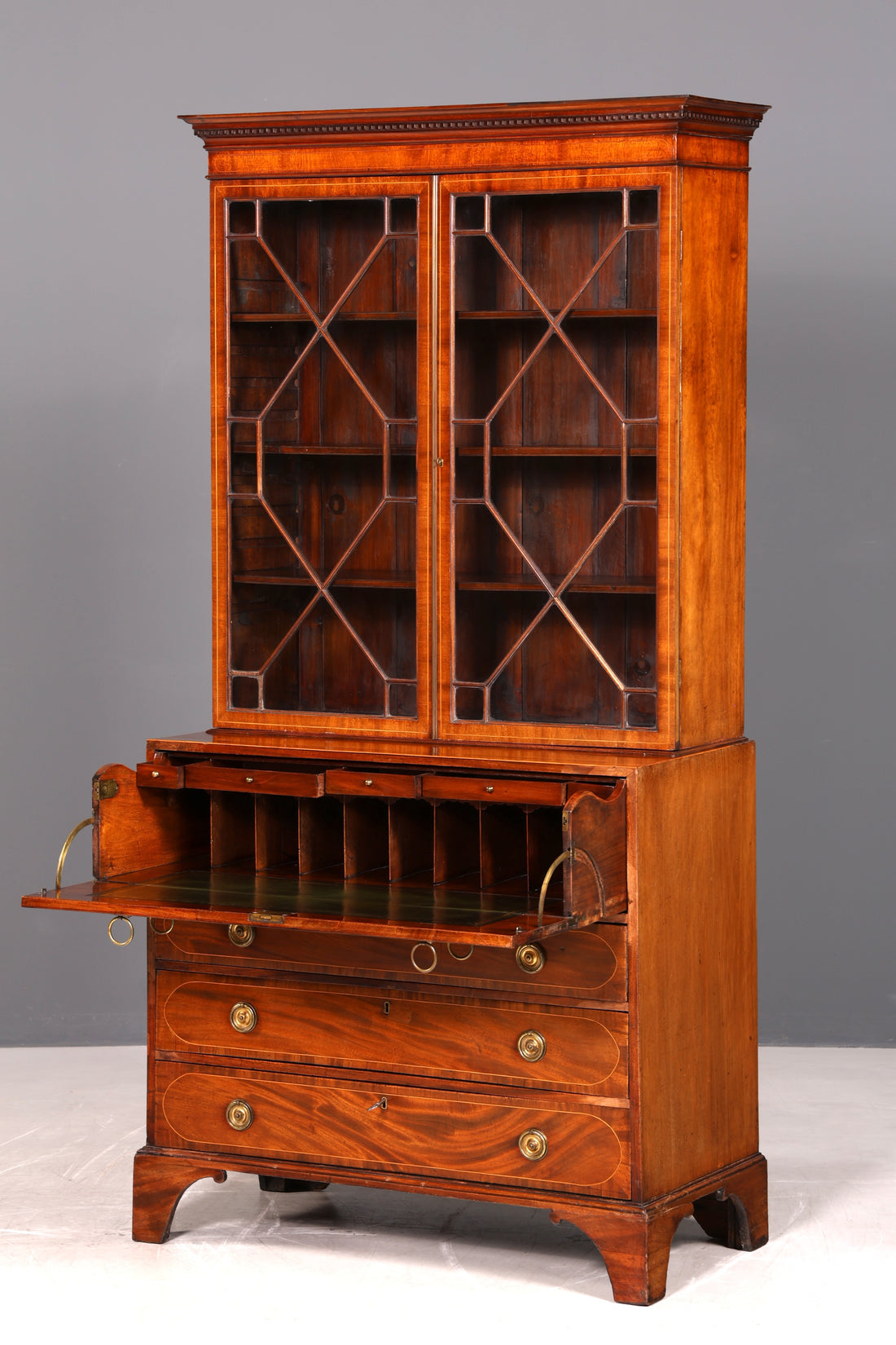 G785 Finish Wunderschöne Englische Vitrine Bibliothek Sekretär echt Holz Antik Schrank Regal (Kopie)