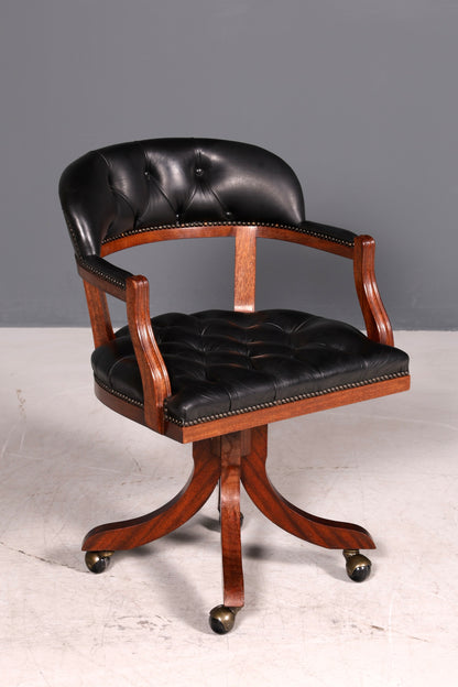 Wunderschöner Englischer Bürostuhl Captain Chair Englisch echt Leder Sessel Bürosessel