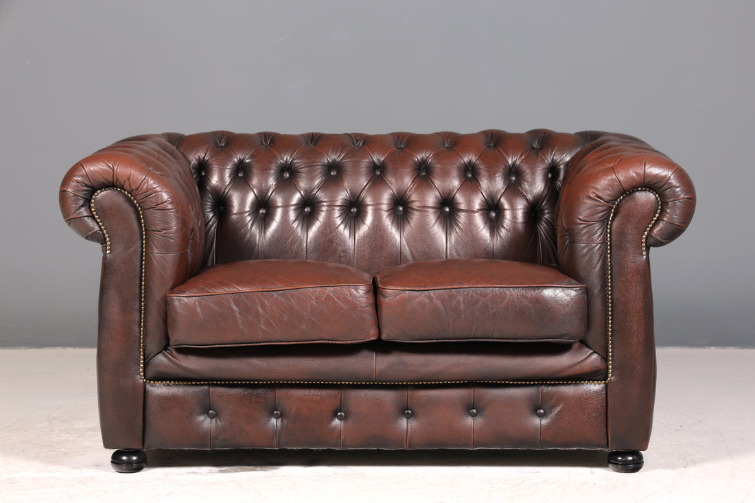 Wunderschönes Original Chesterfield 2er Sofa Englisch Leder 2- Sitzer Couch
