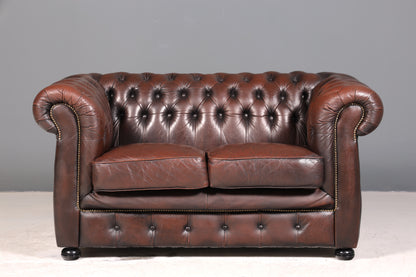 Wunderschönes Original Chesterfield 2er Sofa Englisch Leder 2- Sitzer Couch