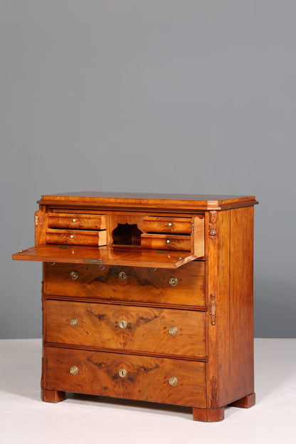 Beautiful Louis Philippe Secretary Vertiko Wilhelminian style walnut antique chest of drawers around 1880