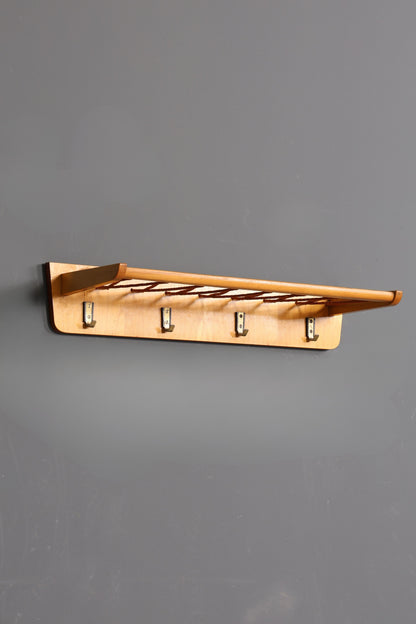 Schlichte Mid Century Garderobe Retro Hutablage Vintage Hakenleiste 60s Hakenleiste