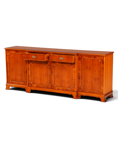 Hauptstadt Möblerei Heldense Sideboard aus englischer Eibe mit Schubladen und Türen im antiken Vintage-Stil