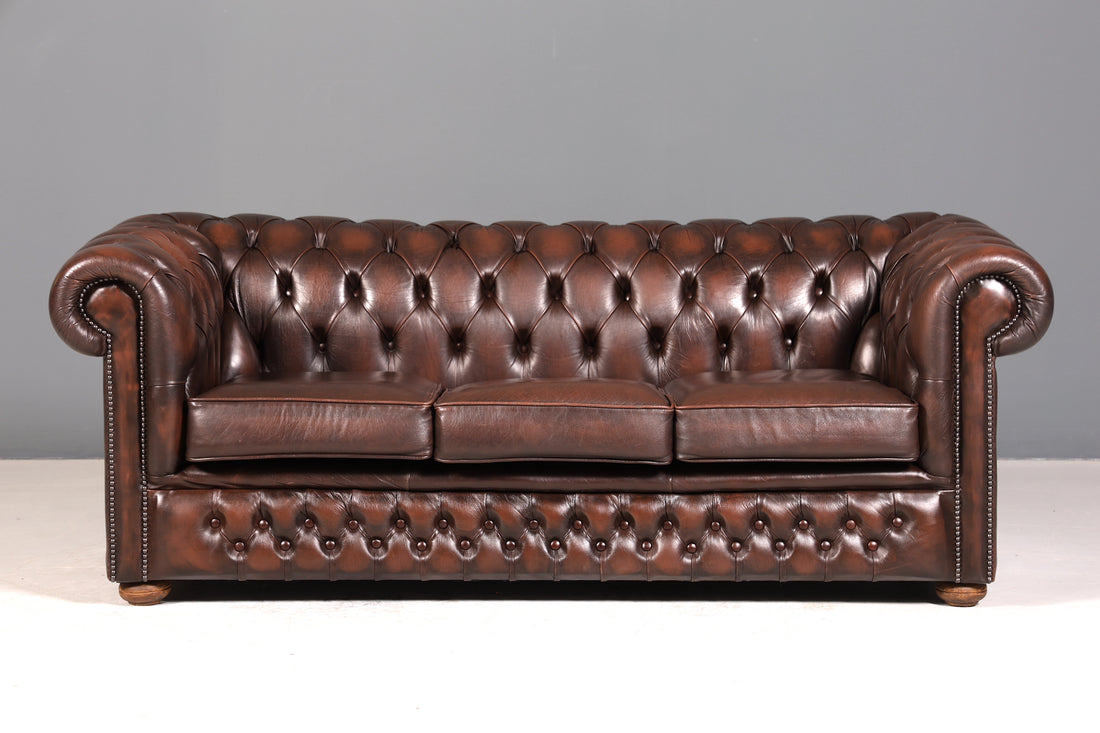 Wunderschönes Original Chesterfield Sofa 3- Sitzer echt Leder Couch Englisch 1 von 2