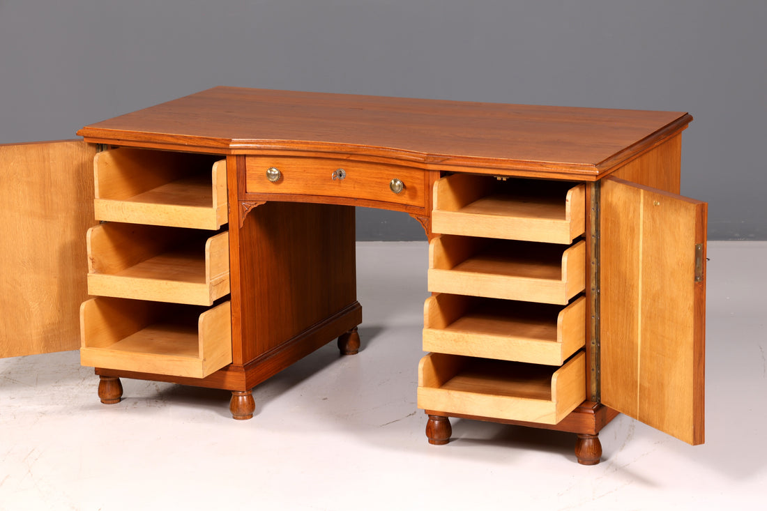 Wunderschöner Jugendstil Schreibtisch Eiche Holz Bürotisch Office Table Antik Vintage