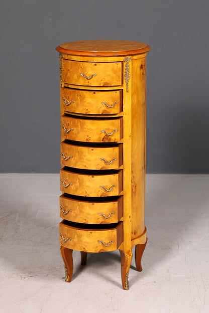 Stunning Baroque-style antique dresser, Louis XV style, Vertiko, birch, highboard, chest of drawers