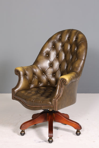 Wunderschöner Original Chesterfield Bürosessel &quot;Wade&quot; echt Leder Sessel Bürostuhl Captain Chair Sessel Office Chair 2 von 2