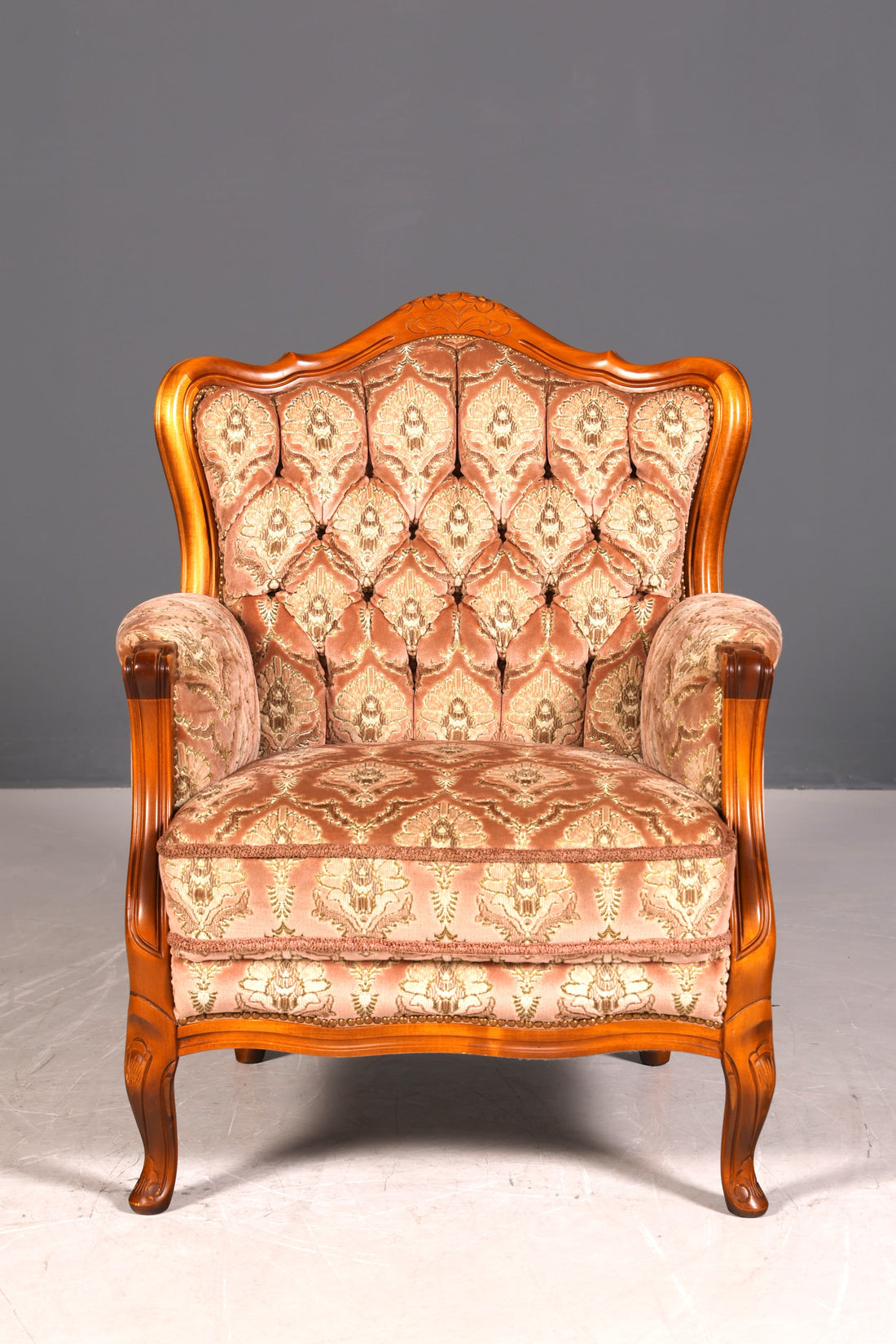 G354 Finish Edler Chippendale Armlehnsessel Barock Stil Sessel Armchair Samt Stoff Sessel (Kopie 4)