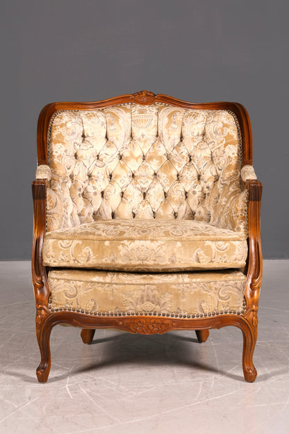 Wunderschöner Chippendale Armlehnsessel Barock Stil Sessel Armchair Samt Stoff Sessel 1 von 2