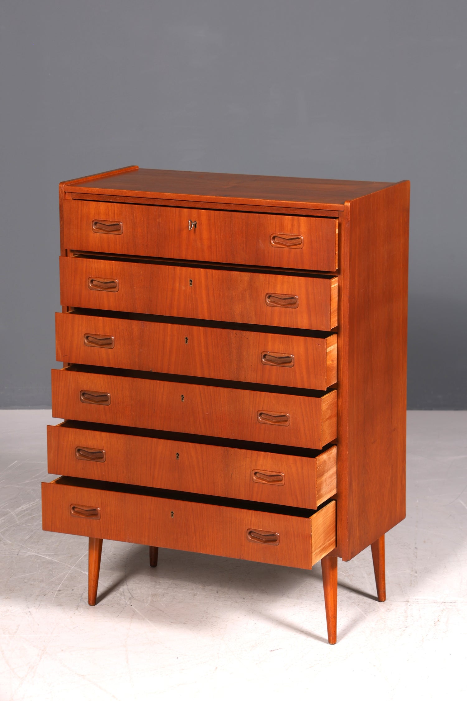 G009 Finish cm, Wunderschöne Mid Century Kommode Vintage Vertiko 60s 70s Schrank Schubladenkommode