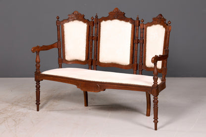 Elegant Neo-Renaissance bench, antique Gründerzeit sofa, upholstered bench, salon bench, bench
