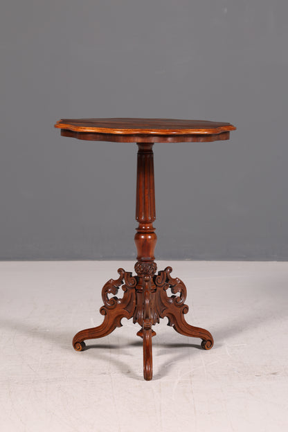 Filigraner Beistelltisch im Antik Stil Barock Ablagetisch Intarsien Beistelltisch Vintage Holz