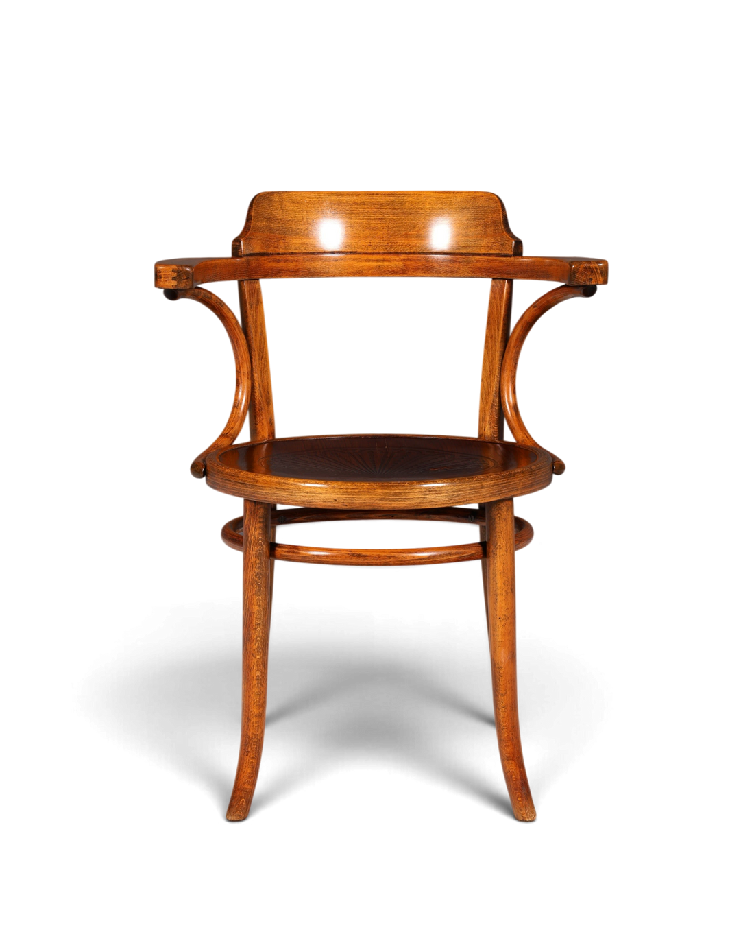 Hauptstadt Möblerei Armlehnstuhl aus Holz im klassischen Thonet-Bugholz-Stil mit geschwungenen Linien