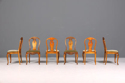 6x Wunderschöne Chippendale Stühle Barock Stil Stuhlset Polsterstuhl Set Küchenstühle Esszimmer Stühle