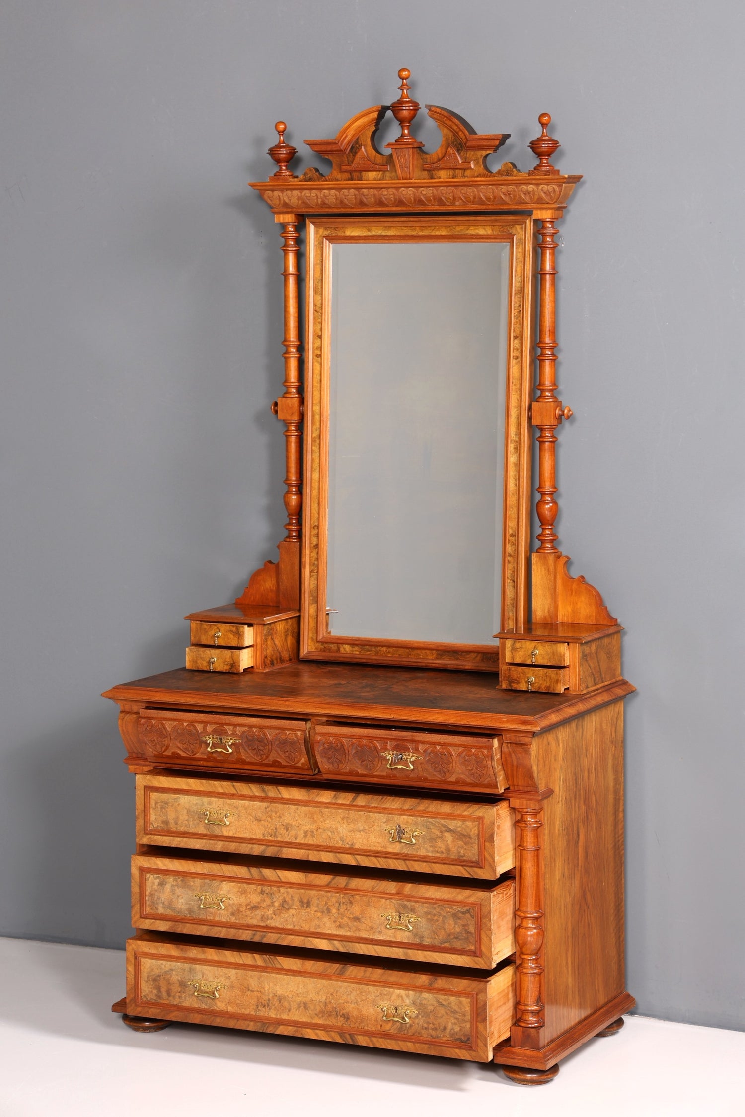 Wunderschöne Louis Philippe Kommode mit Spiegelaufsatz Gründerzeit Frisierkommode Holz Schrank Antik Flurschrank um 1880