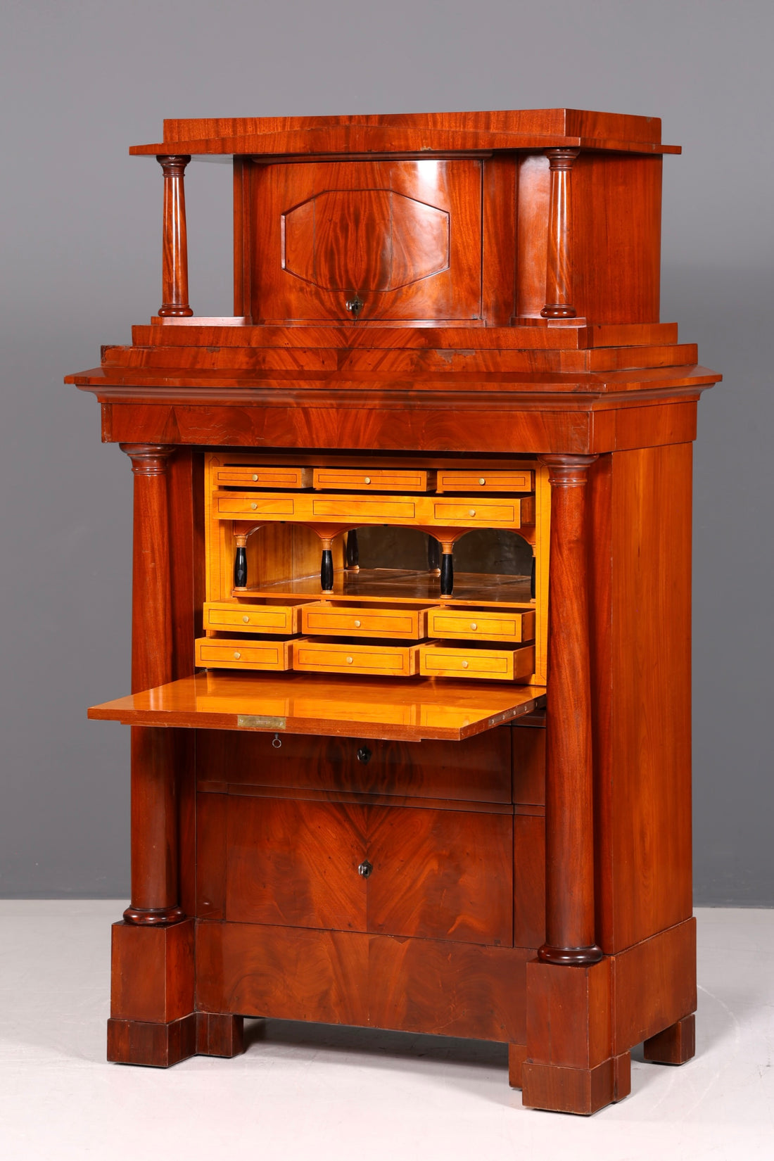 Wunderschöner Original Biedermeier Sekretär um 1860 Kommode Antik Bürokommode Englisch Säulen