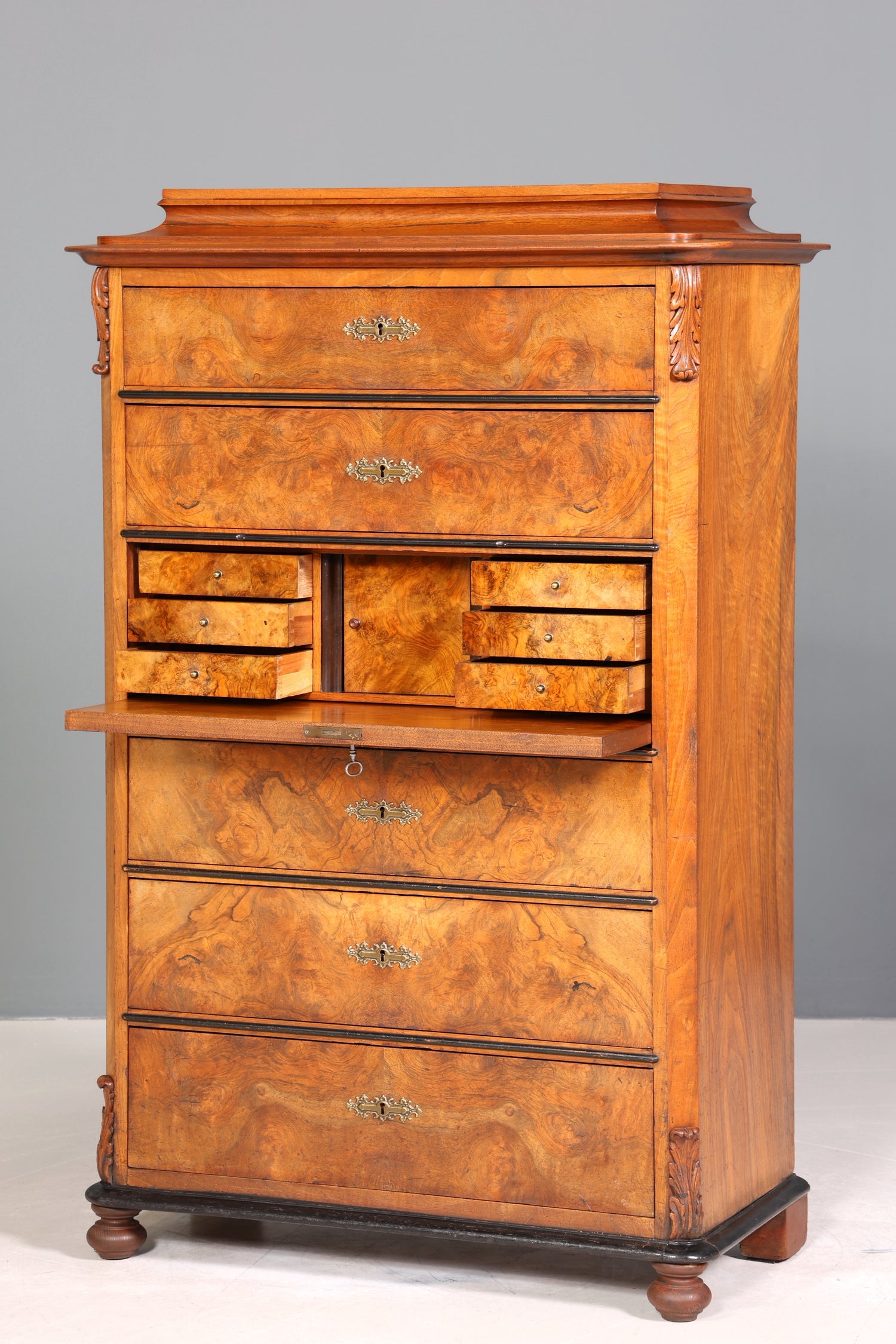 Wunderschöner Louis Philippe Sekretär Chiffoniere um 1880 Gründerzeit Vertiko Schrank Semainier