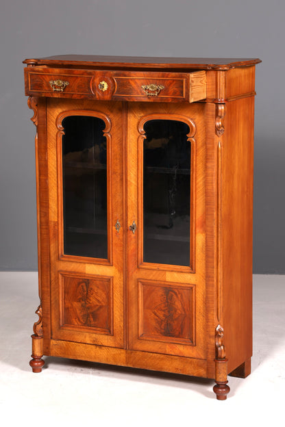 G322 Finish Edler Gründerzeit Vitrine um 1880 Schrank Antik Jugendstil Nussbaum Bücherregal (Kopie)