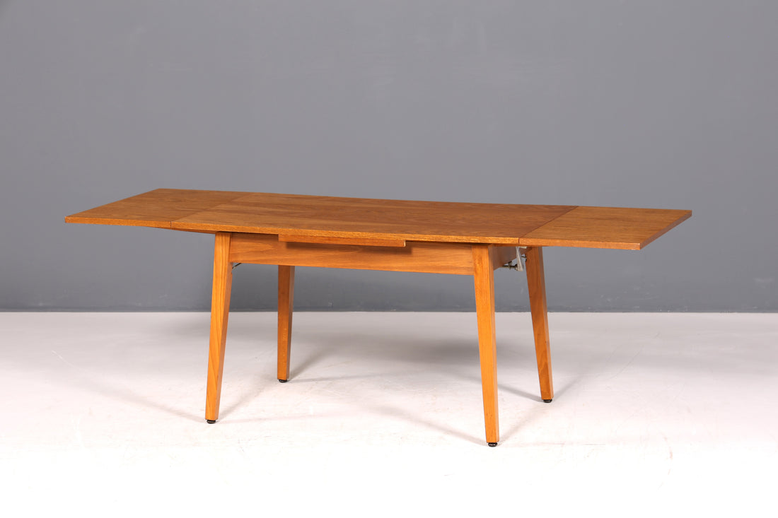 F962 Finish cm Wunderschöner Mid Century Küchentisch Vintage Tisch ausziehbar und höhenverstellbar