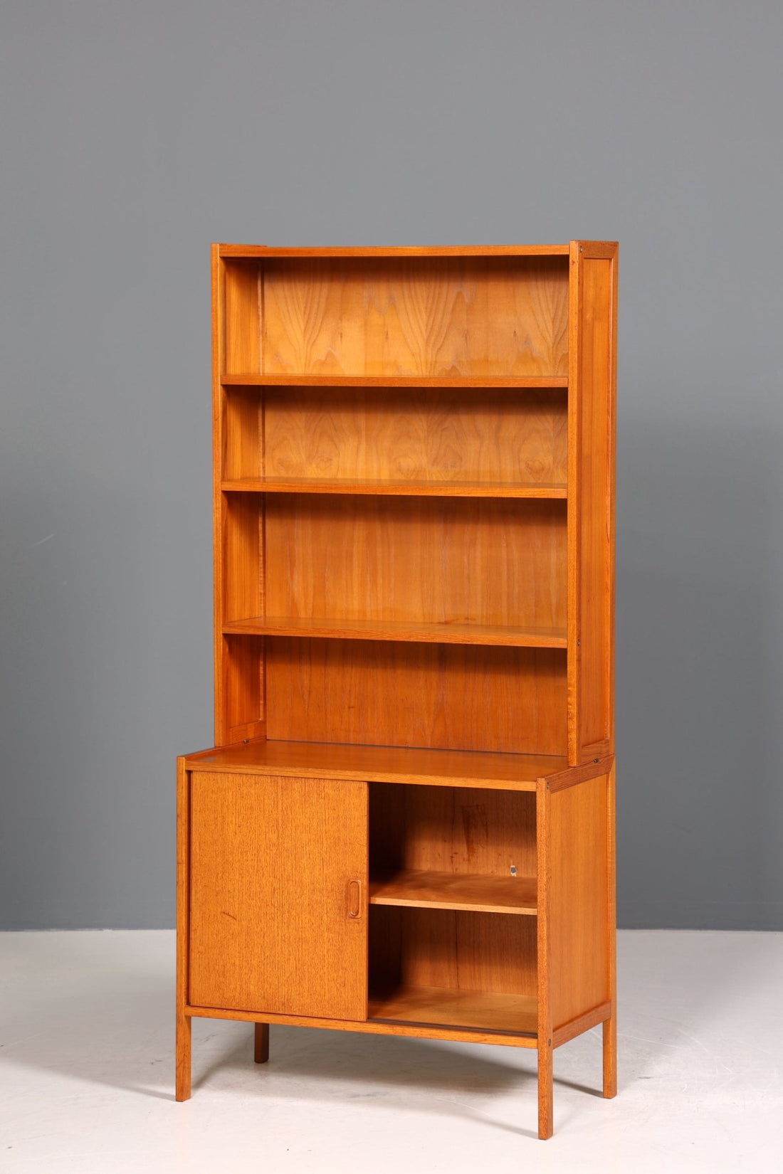 Schlichtes Mid Century Bücherregal Danish Design Schrank Retro Kommode Schiebetür Regal Vintage 2 von 2