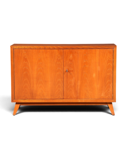 Hauptstadt Möblerei Mid Century Kommode aus Echtholz im 60er Jahre Retro Design mit zwei Türen und Schlüssel