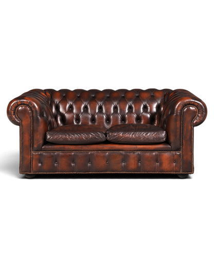 Edles Original Chesterfield Sofa 2-Sitzer Couch Echt Leder Englisch Antik Polstersofa