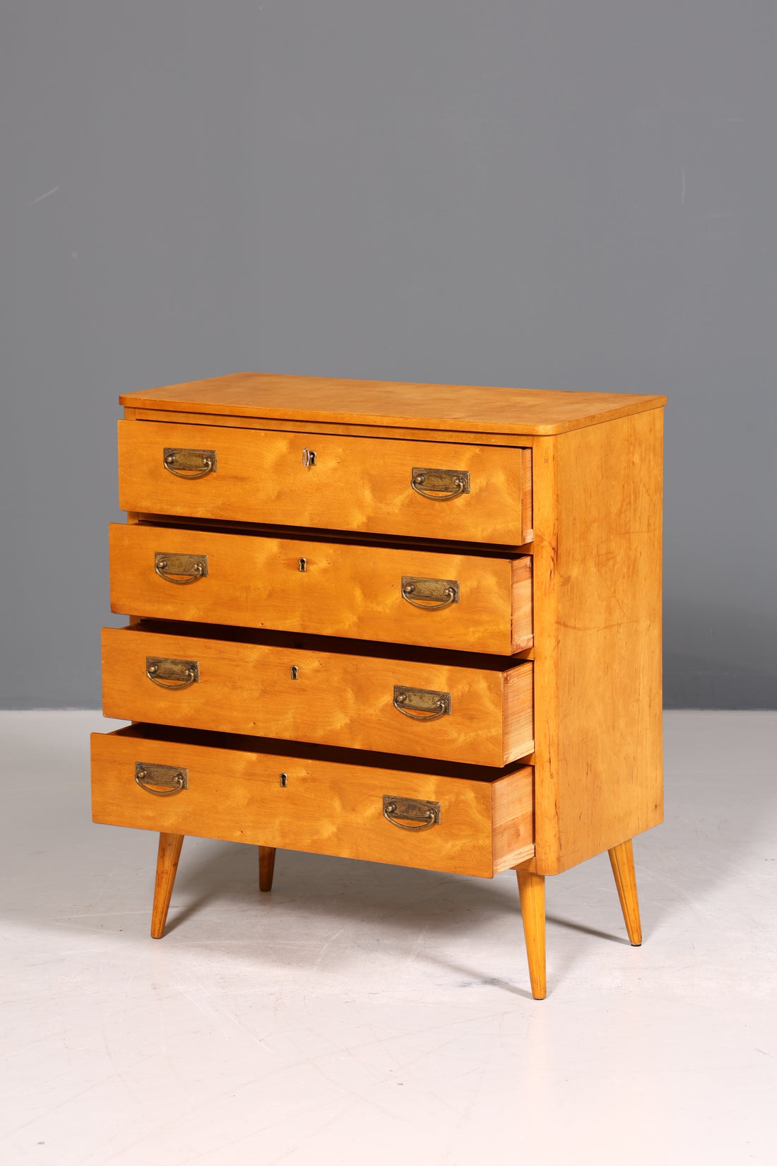 Stilvolle Mid Century Kommode Vintage Sideboard Birke Vertiko Wäschekommode 60er Jahre Schubladenkommode
