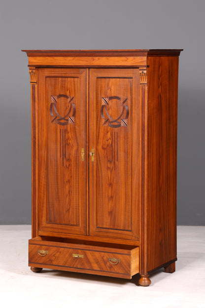 Beautiful Art Nouveau Antique Cabinet from Around 1880, Oak Wardrobe, Hallway Cabinet, Linen Cabinet, Solid Wood