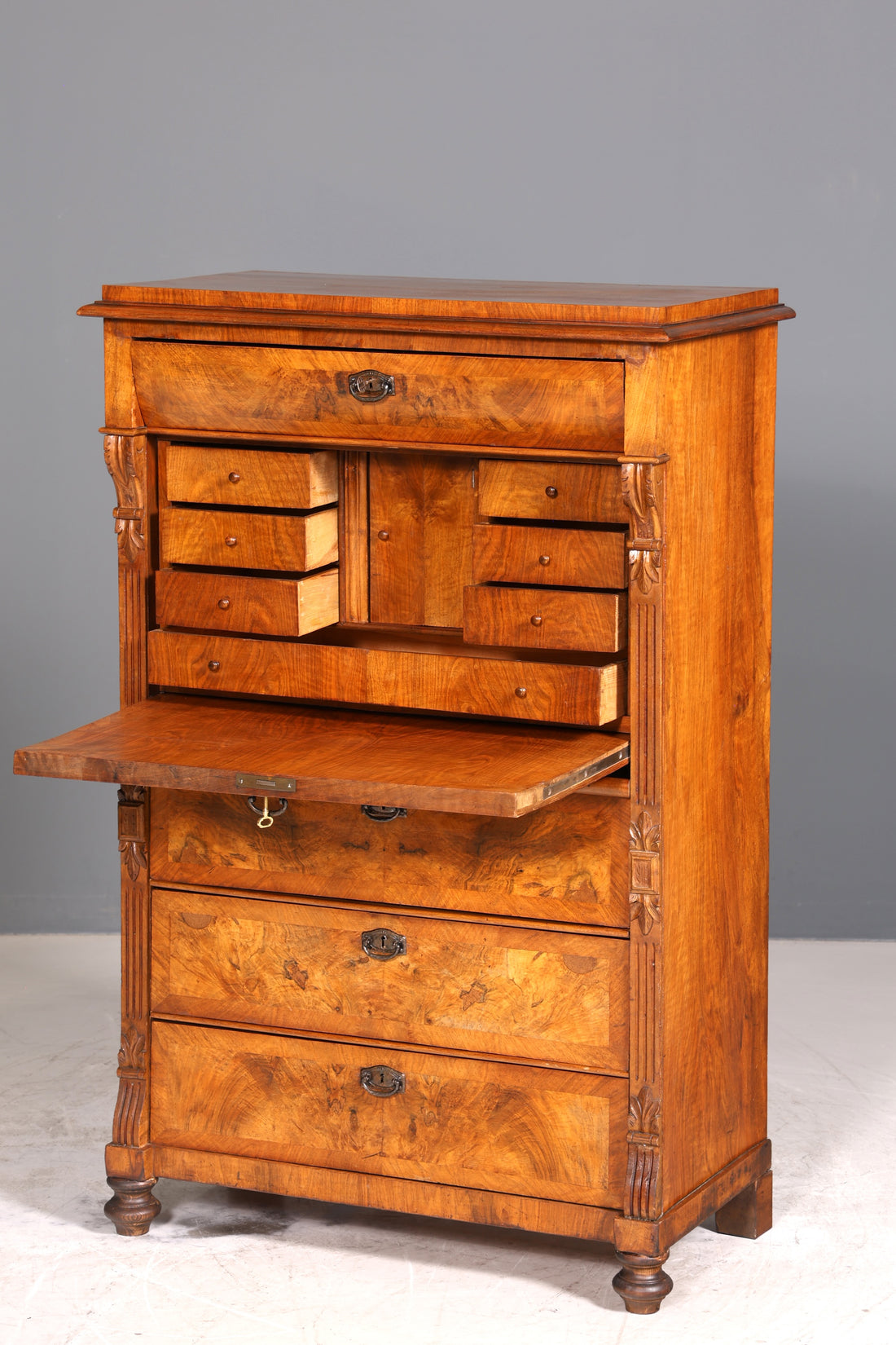 Traumhafter Gründerzeit Sekretär Vertiko Highboard Louis Philippe Kommode Sekretär Schrank um 1880