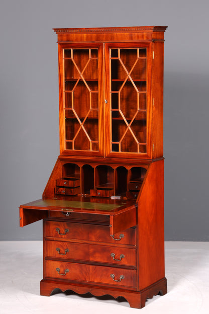 Wunderschöner Englischer Sekretär Büro Aufsatzsekretär Antik 60S Vitrinen Schrank UK