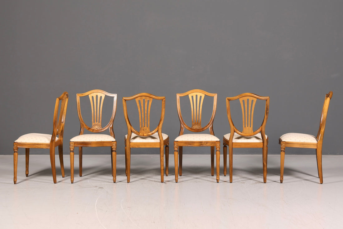 6x Traumhafte Stühle im Gustavianischen Stil Englisch Küchenstühle Antik Stil Esszimmer Stuhl Set