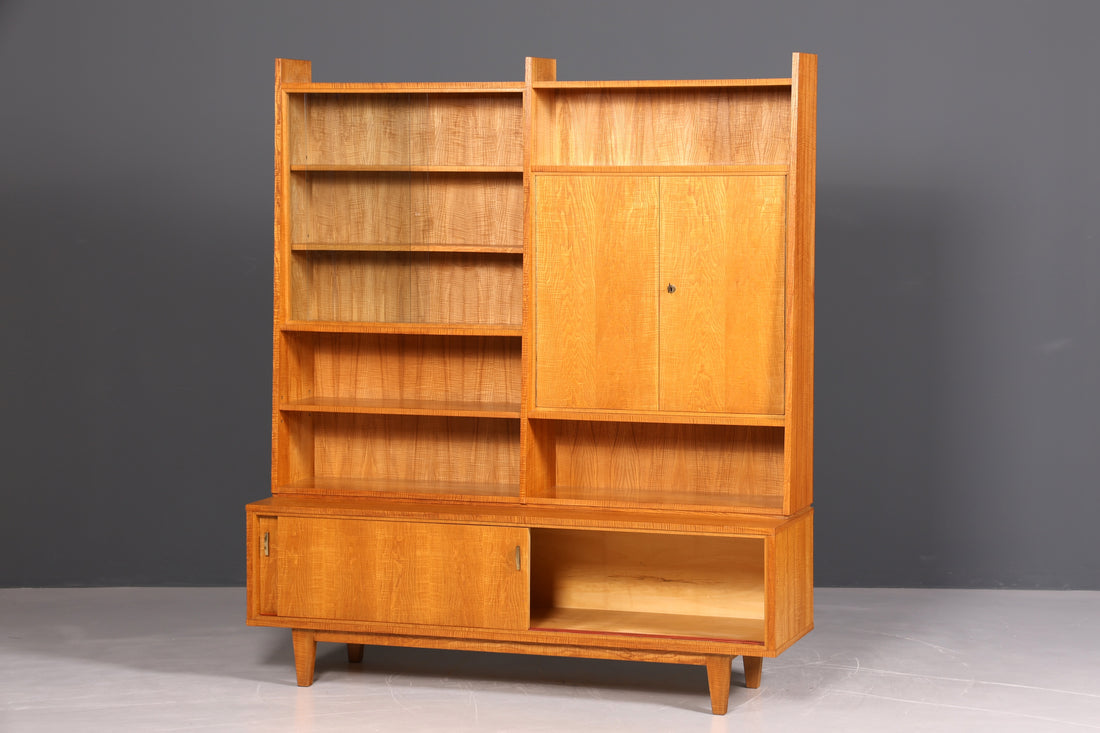 Wunderschöner XXL Mid Century Schrank Bücherregal Vintage Regal Bibliothek Vitrine Holz Bookshelf