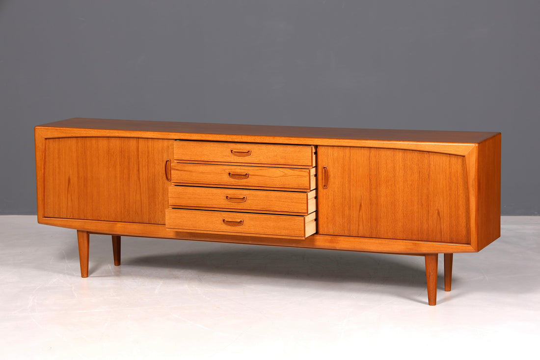 F960 Finish cm Schlichtes Mid Century Sideboard Vintage TV Kommode 60s Schrank Longboard Retro Lowboard