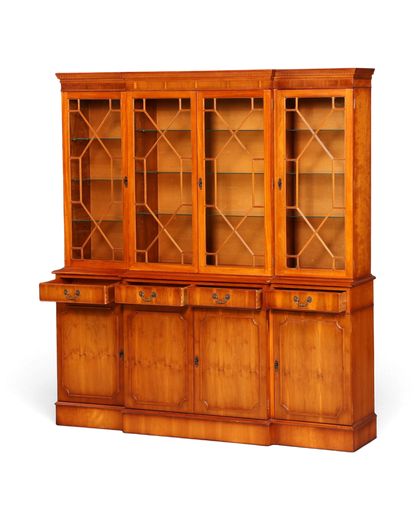 Hauptstadt Möblerei englische Vitrine aus Eibenholz mit verglasten Türen und Schubladen im klassischen Stil