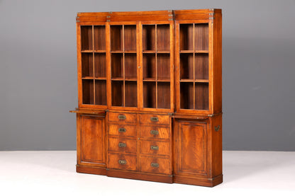 Wunderschöner Maritimer Vitrinenschrank Englisch Bibliothek Bücherschrank Buffet Antik Massiv Echt Holz Schrank UK Vintage