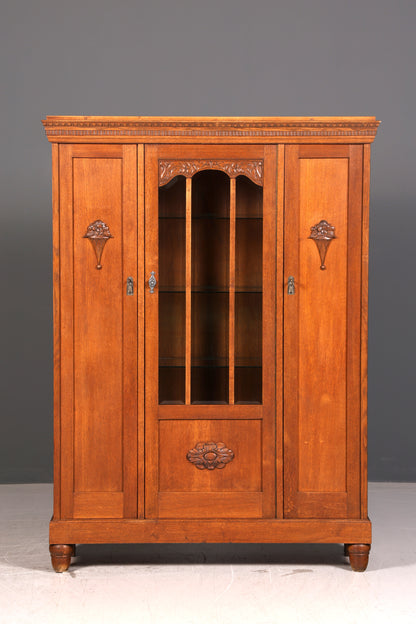 Traumhafte Jugendstil Vitrine Eiche Bücherschrank Kleiderschrank Geschirrschrank Buffet Schrank Antik Vintage