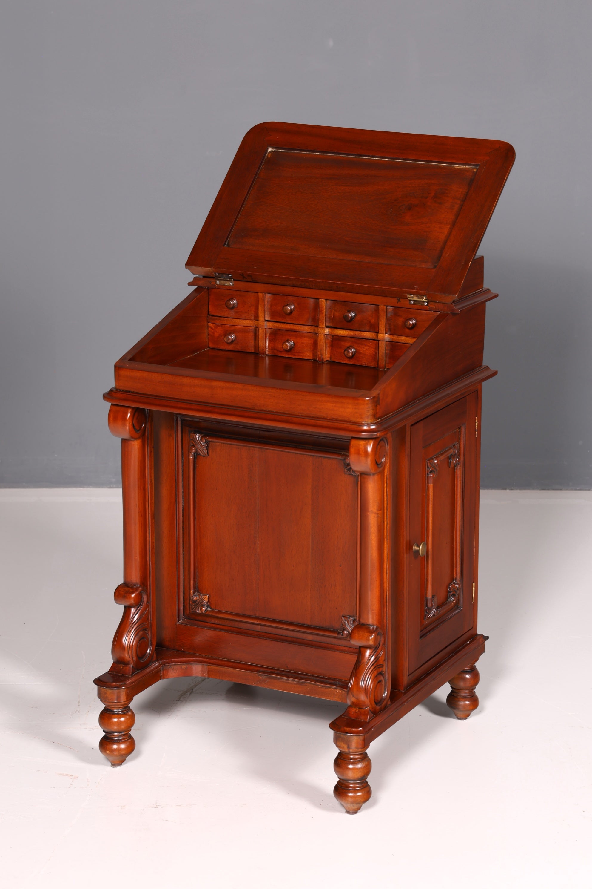 Wunderschöner Englischer Davenport Schreibtisch Desk Sekretär Lederauflage Kommode Antik Vintage