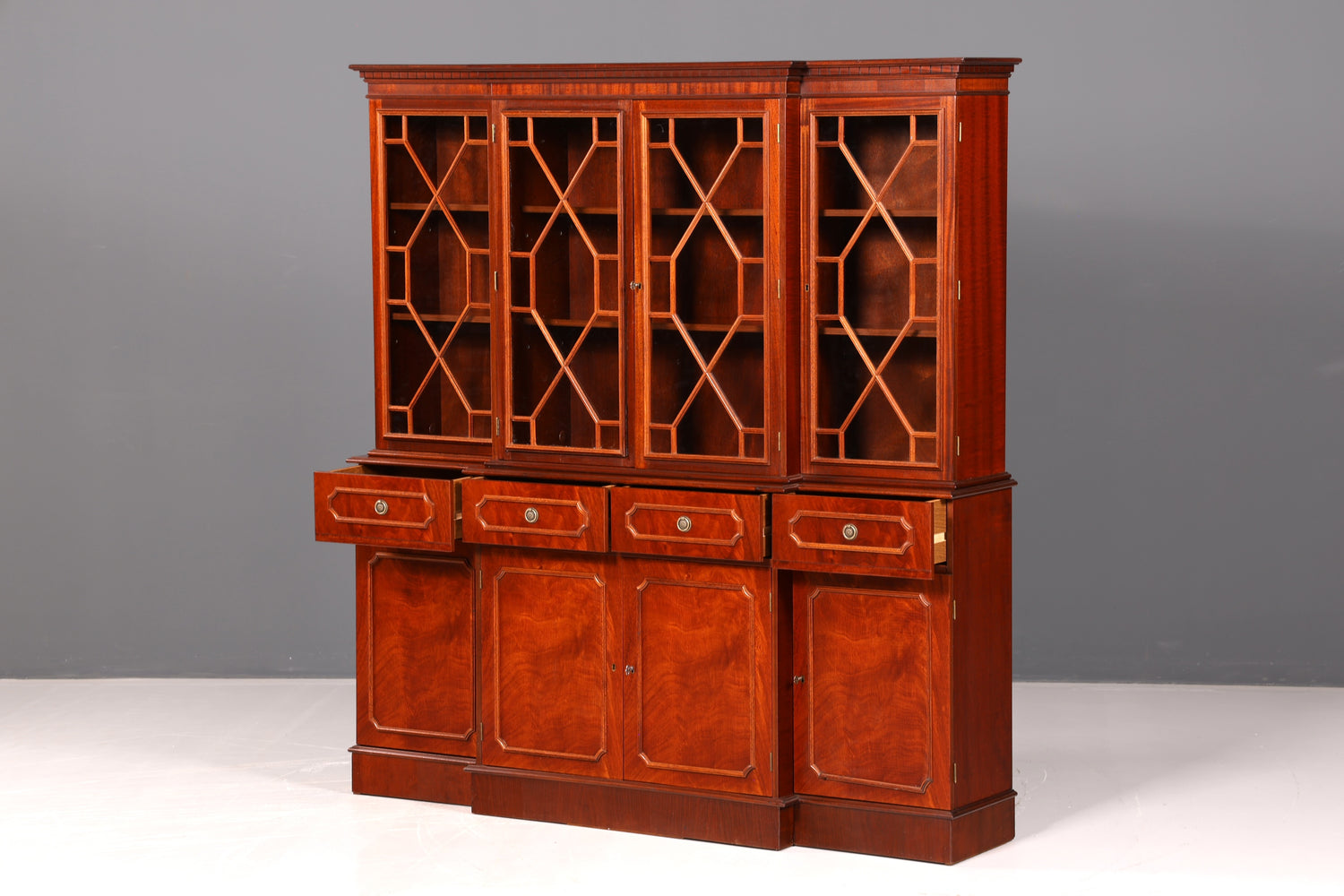 Beeindruckende Englische Vitrine Bibliothek Bücherschrank Glasvitrine Buffet Schrank Echt Holz Antik Vintage