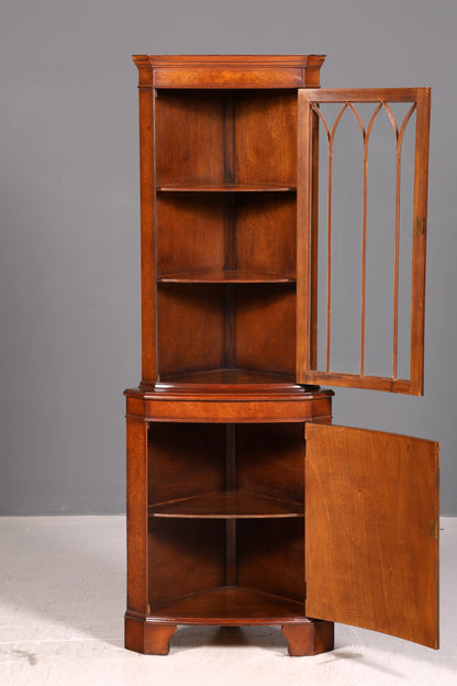Wunderschöne Englische Eckvitrine Mahagoni Eckschrank Glasvitrine Vitrine Antik Echt Holz Vintage