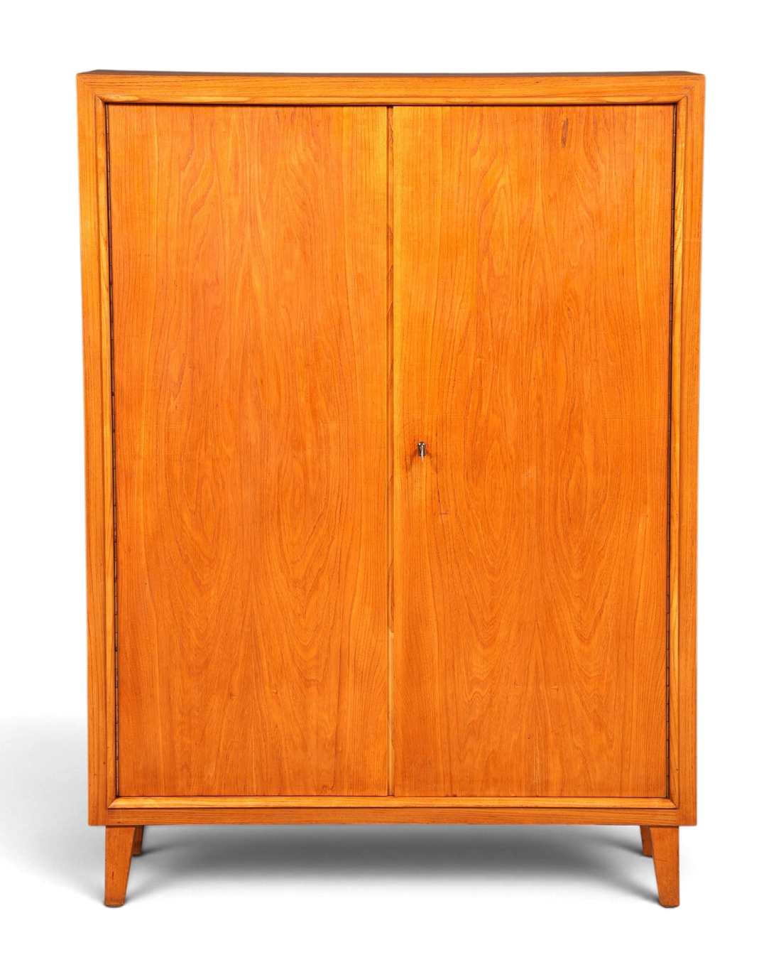 Hauptstadt Möblerei Kleiderschrank aus hellem Holz mit zwei Türen und schmalen Beinen im Mid-Century-Stil