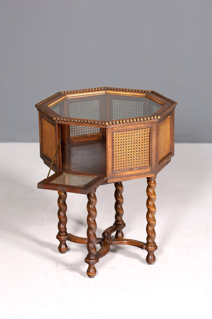 Wunderschöner Gründerzeit Barschrank echt Holz Teeschrank Korbgeflecht Schrank Ablage