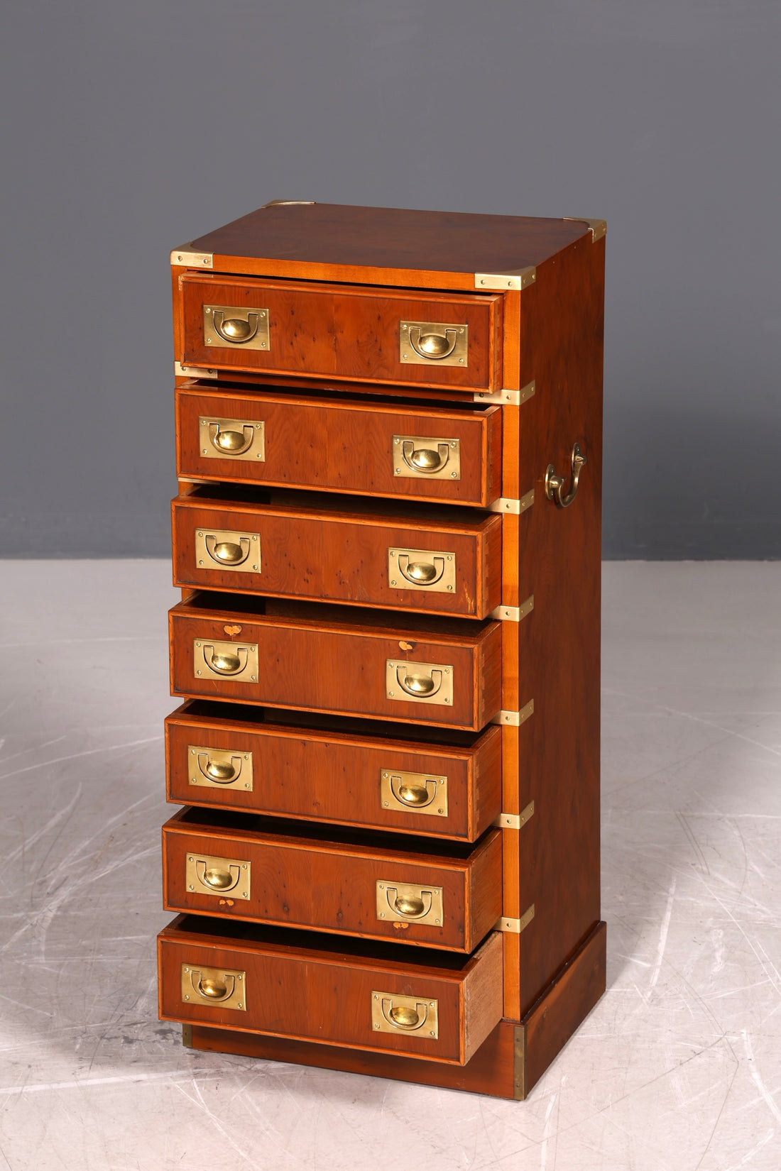 Edle Schmale Maritime Vertiko Englisch Military Chest Kommode Antik Kolonialstil