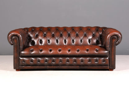 Wunderschönes Original Chesterfield Sofa 2-Sitzer Couch Englisches echt Leder Sofa UK 1 von 2